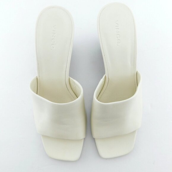 VINCE Ivory Leather Wedge Slide Heel Sandals 8.5US / 39EU - Picture 3 of 8